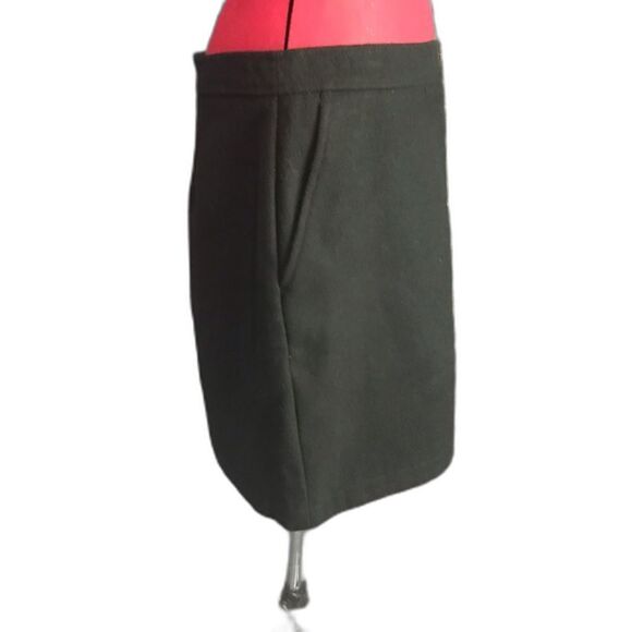 LOFT Mini-Skirt Women's Size 10 Black A-Line Wool Gold Button Pockets NWT - Picture 4 of 9